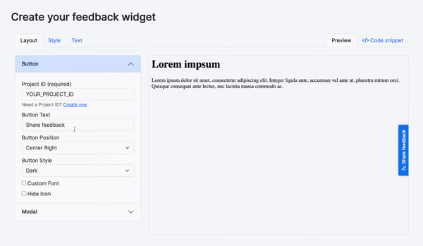 Code Snippet Builder